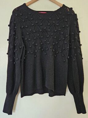 Lilly Pulitzer Neuve Black Puffy Sleeves Sweater Preppy knotted dolman Coastal